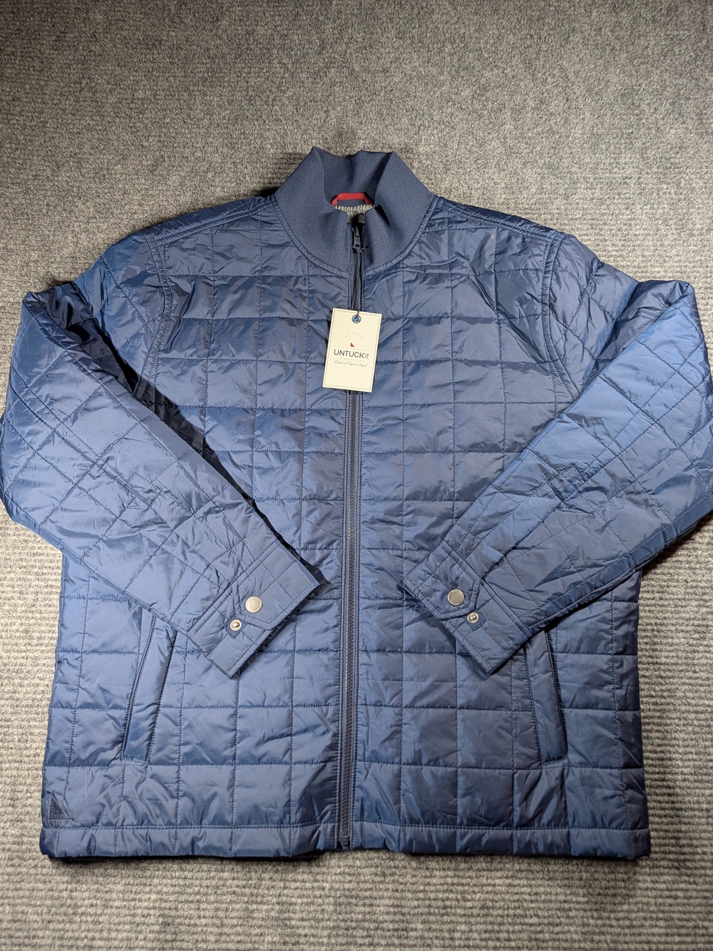 UNTUCKit Marston Quilted Jacket Full Zip Blue Insulated Size XL NWT